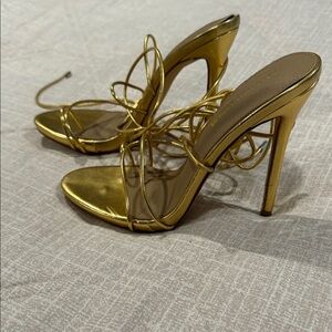 Fashion Nova Metallic Gold Strappy Stiletto Sandals